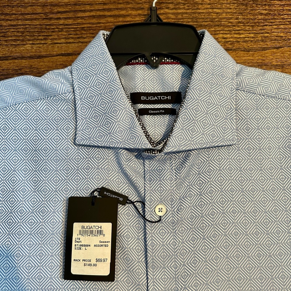 Bugatchi classic fit blue men’s Large button down
